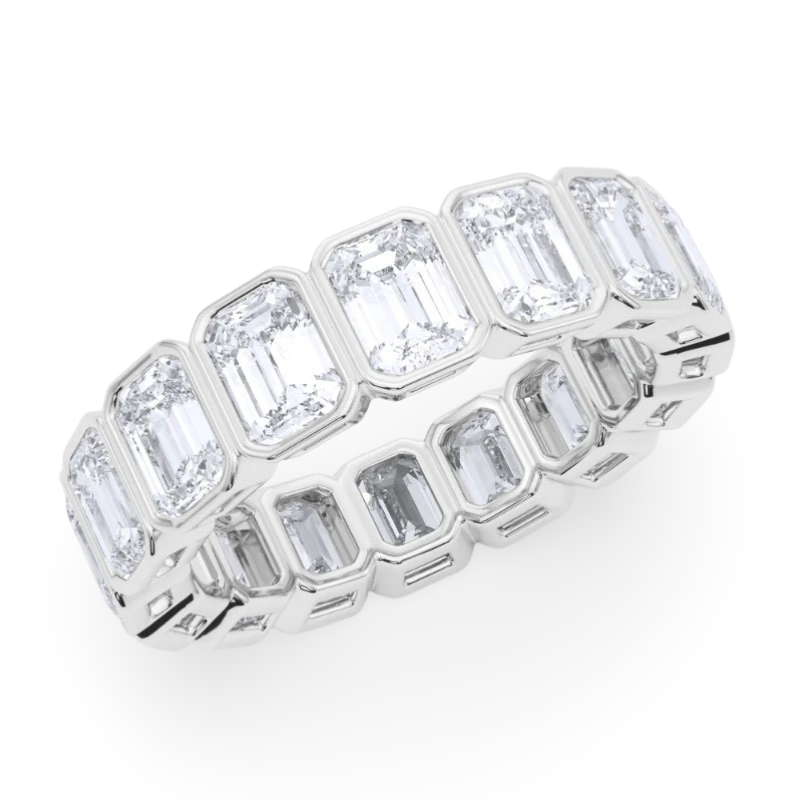 Emerald Cut Bezel Lab Grown Diamond Eternity Band