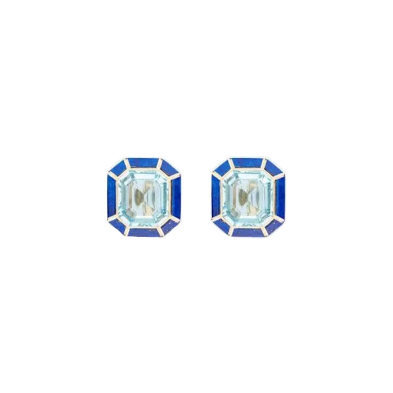 Melange Emerald Cut Statement Stud Earrings