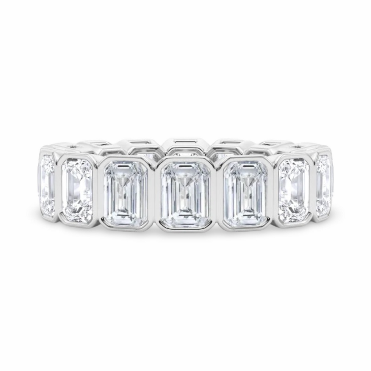 Emerald Cut Bezel Set Lab Grown Diamond Eternity Band