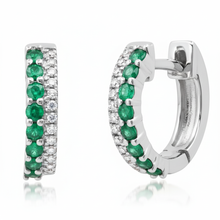 Diamond and Gemstone Huggie Hoop Earrings
