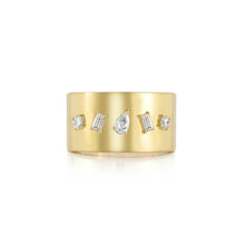 Multifaceted Diamond Shapes Cigar Band Ring