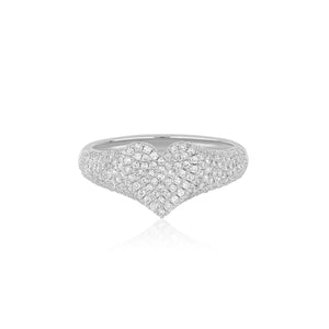 Pave Diamond Heart Pinky Ring