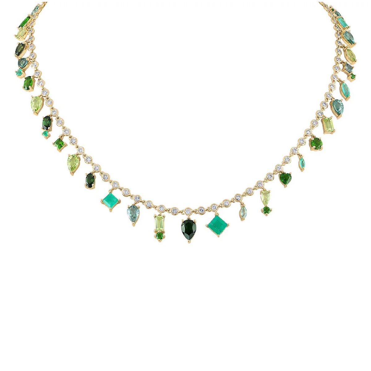 Diamond & Gemstone Drop Shaker Necklace