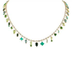 Diamond & Gemstone Drop Shaker Necklace