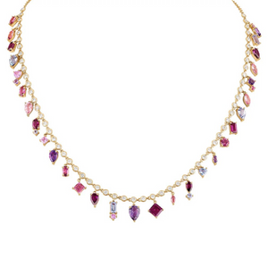Diamond & Gemstone Drop Shaker Necklace