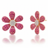 Flirty Pink Sapphire And Diamond Flower Earrings