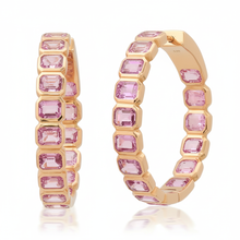 Stunningly Stacked Bezel Set Pink Sapphire Hoops