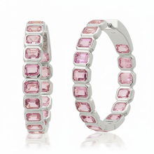 Stunningly Stacked Bezel Set Pink Sapphire Hoops