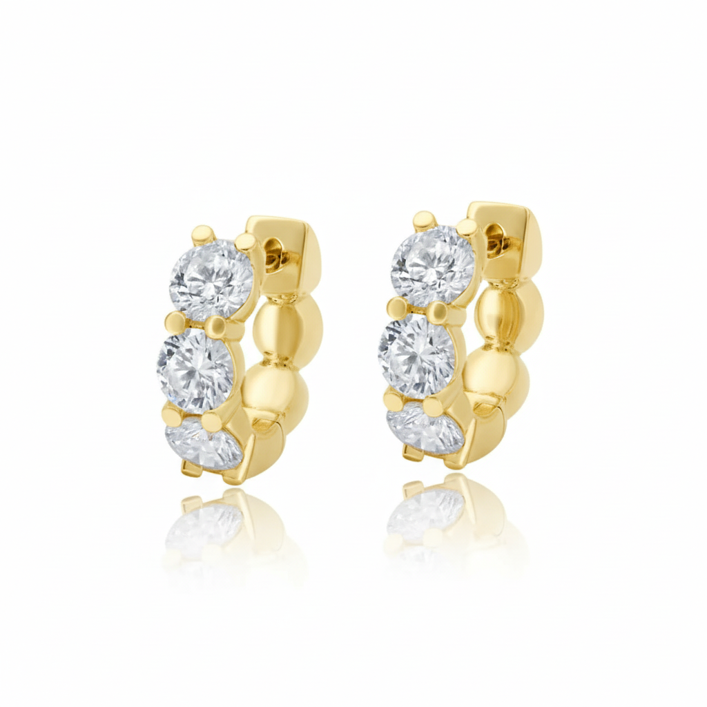 Major Chubby Diamond Rounds Huggie Hoop Earrings