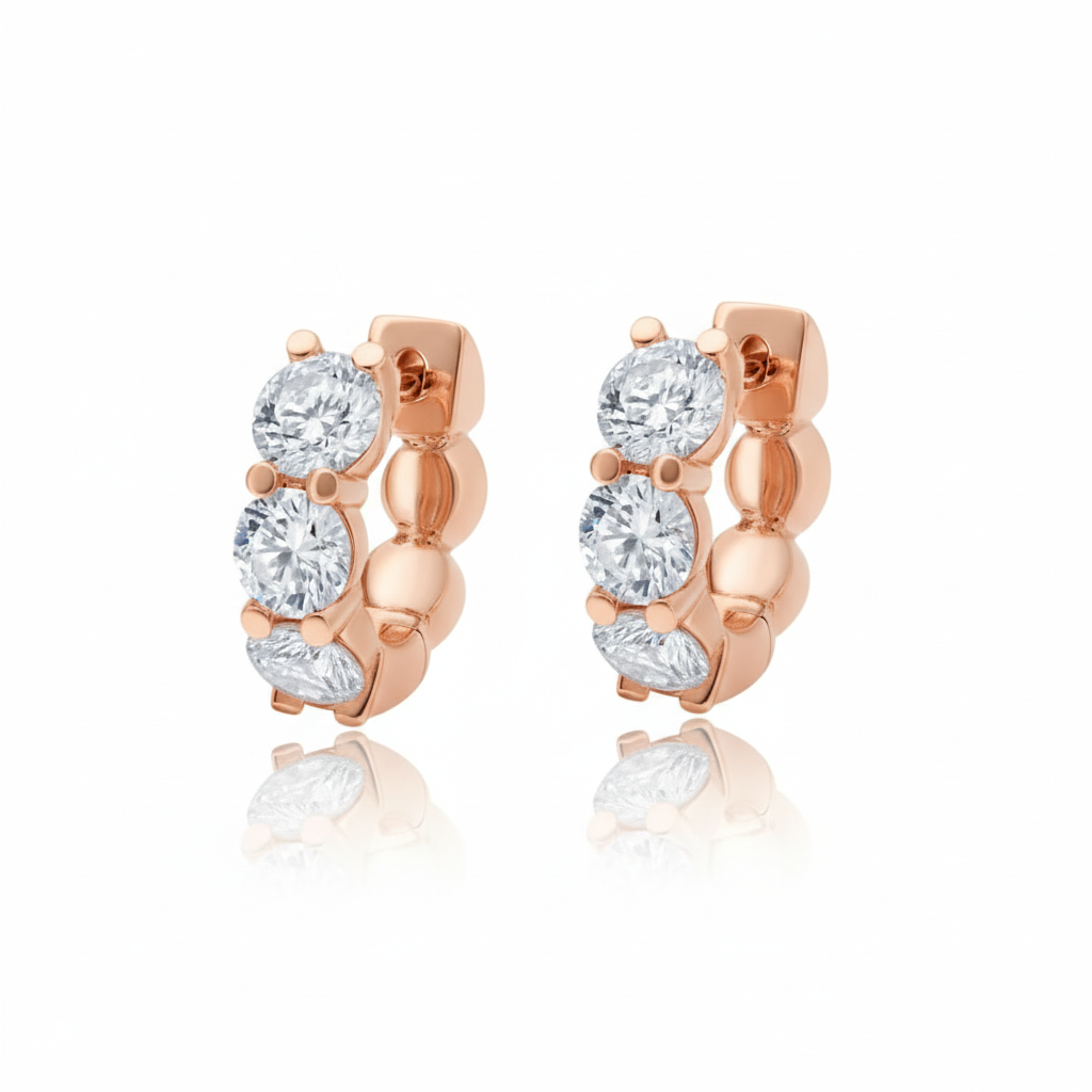 Major Chubby Diamond Rounds Huggie Hoop Earrings