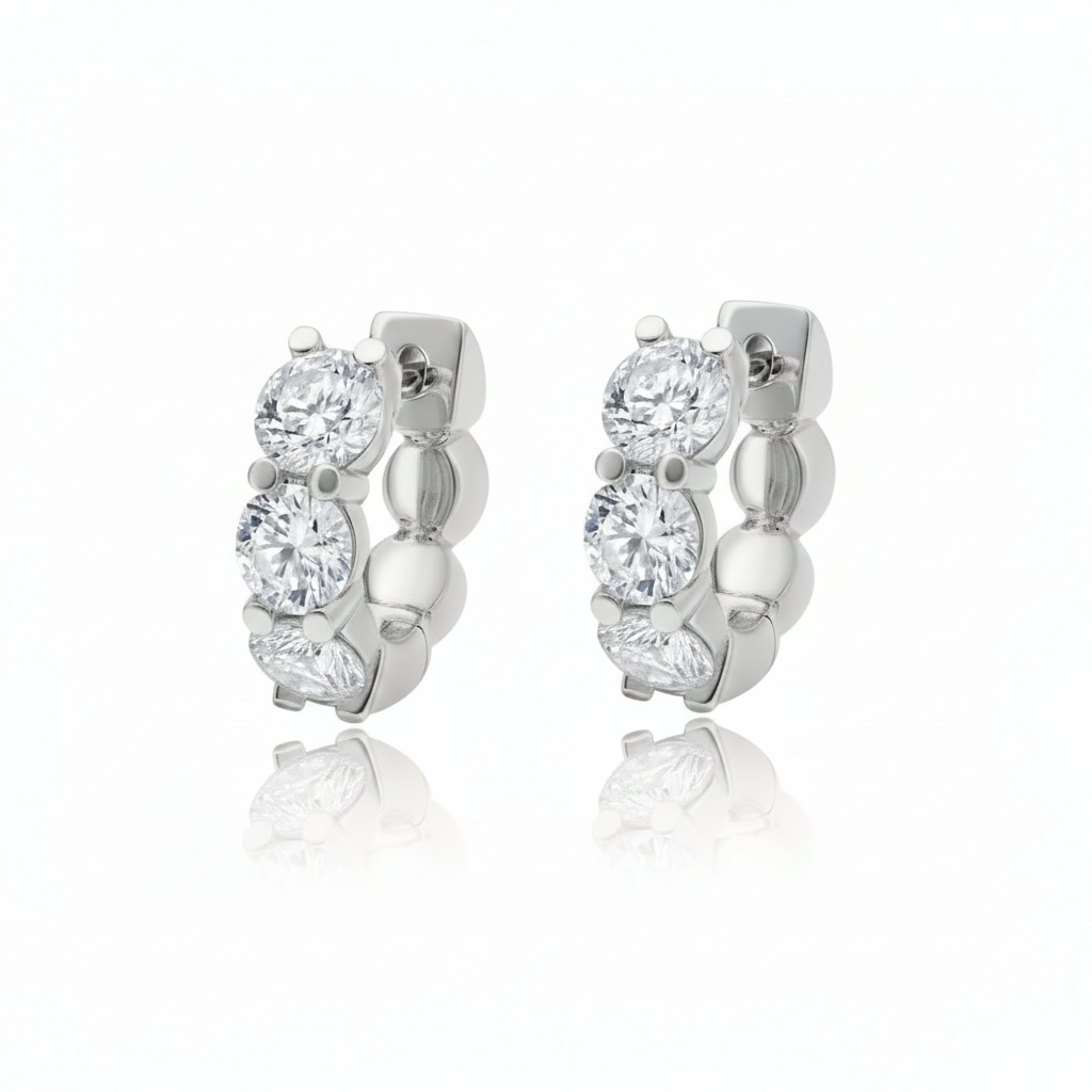 Major Chubby Diamond Rounds Huggie Hoop Earrings