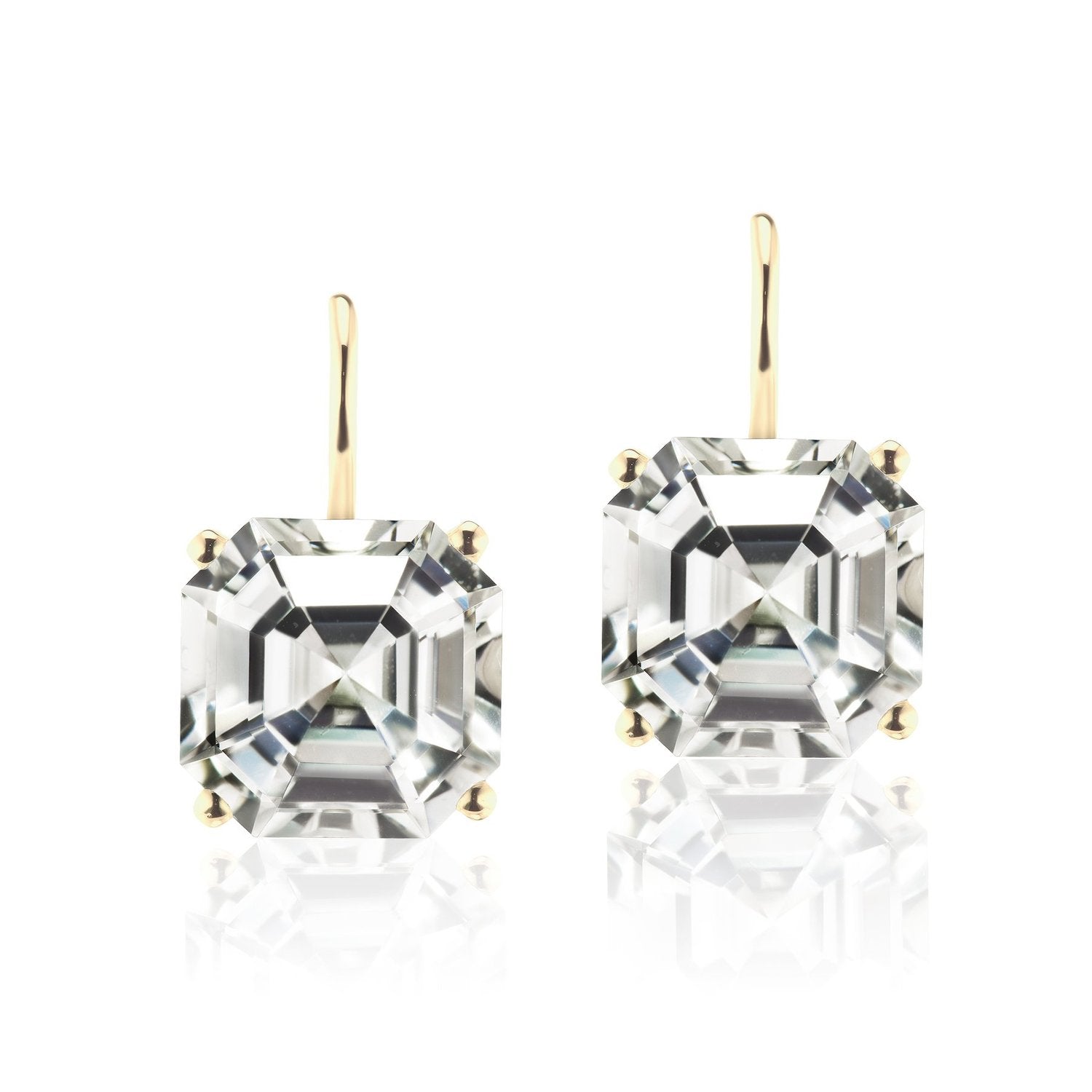 Large White Topaz Octagonal Drop Earrings