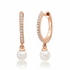 Pretty Pearl Dangle & Pave Diamond Huggie Hoop Earrings