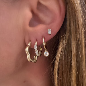 Satin Gold Floret Hoop Earrings
