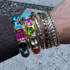 One of a Kind Pink & Blue Gemmy Cuff Bangle Bracelet