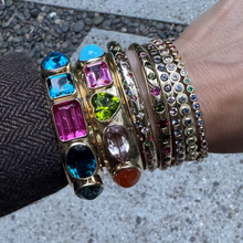 One of a Kind Pink & Blue Gemmy Cuff Bangle Bracelet