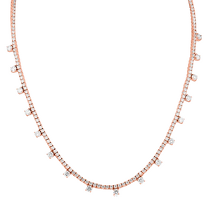 Diamond Tennis Necklace with Perfect Round Diamond Accents