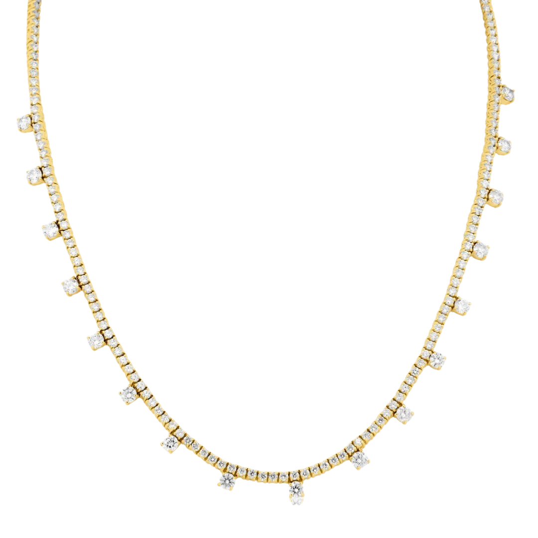 Diamond Tennis Necklace with Perfect Round Diamond Accents