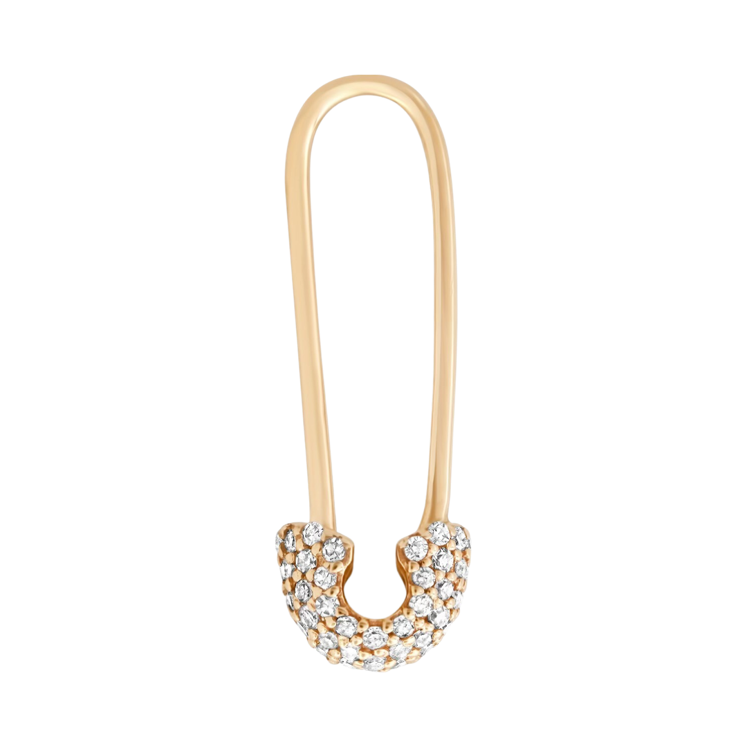 Pave Diamond Safety Pin Earring