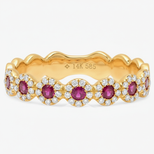 Diamond & Ruby Flower Band Ring
