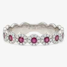Diamond & Ruby Flower Band Ring