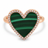 Malachite Heart with Diamond Frame Ring