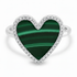 Malachite Heart with Diamond Frame Ring