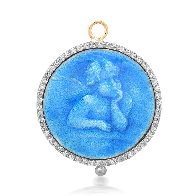 Diamond & Enamel Angel Pendant Charm
