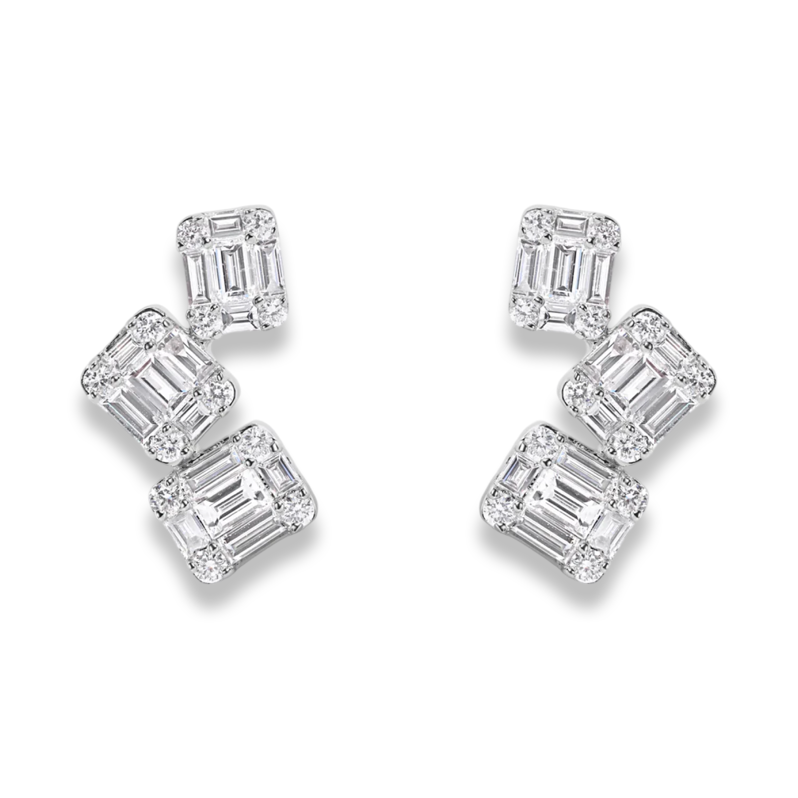 Illusion Trio Diamond Stud Earrings