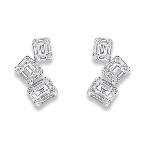 Illusion Trio Diamond Stud Earrings