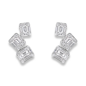 Illusion Trio Diamond Stud Earrings