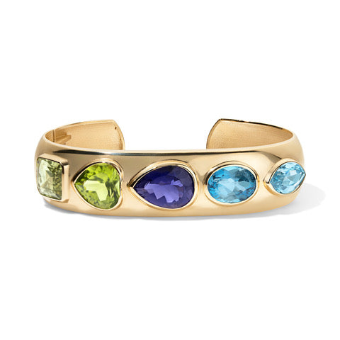 One of a Kind Blue & Green Gemmy Cuff Bangle Bracelet