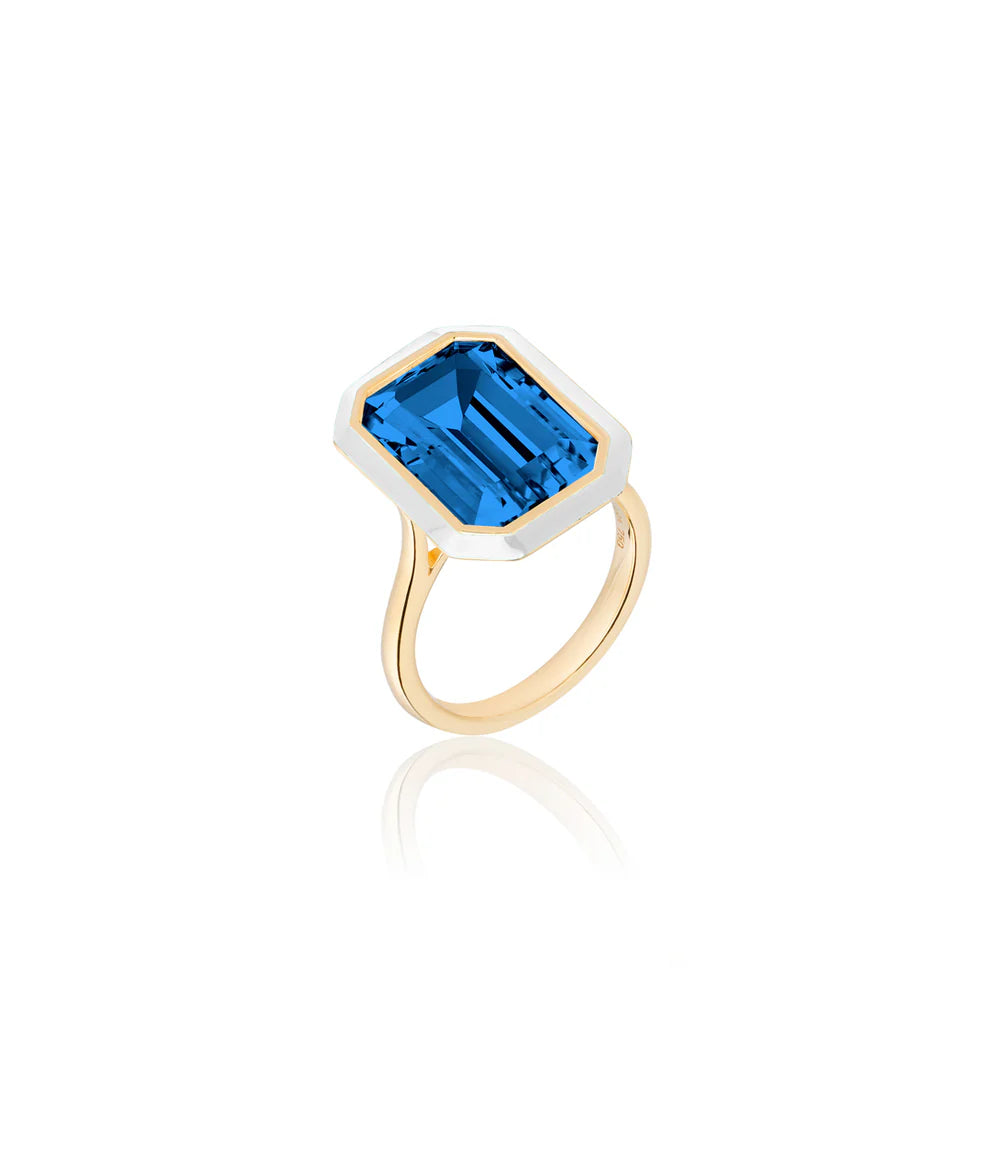 Queen Emerald Cut with Enamel Frame Ring