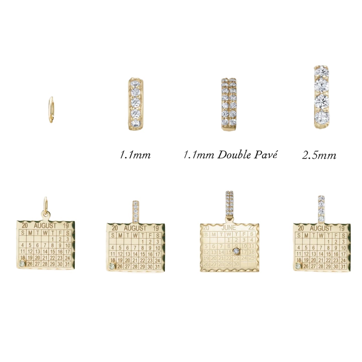 Customizable Multiple Date Gemstone Calendar Charm
