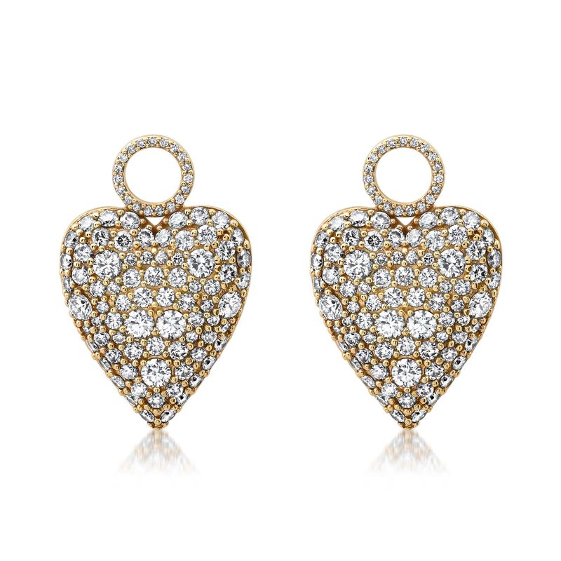 Puffy Diamond Pave Heart Earring Charms