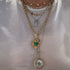 Large Fluted Heart Charm with Gemstone Cluster & Diamonds