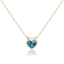 Large London Blue Topaz Bezel Set Heart Necklace