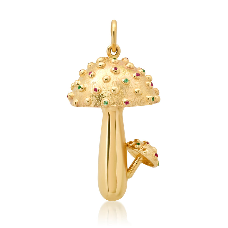 Large Magic Mushroom Scattered Gemstone Charm Pendant – Milestones