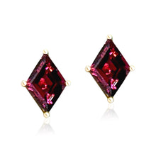 London Blue Topaz or Rhodolite Garnet Kite Stud Earrings