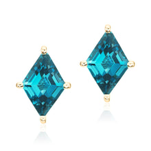 London Blue Topaz or Rhodolite Garnet Kite Stud Earrings