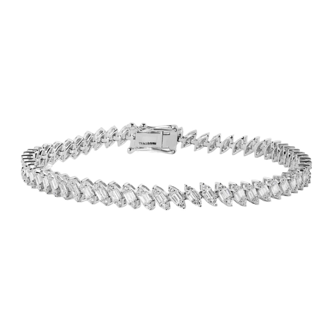 Looking Sharp Sideways Diamond Illusion  Marquise Eternity Bracelet