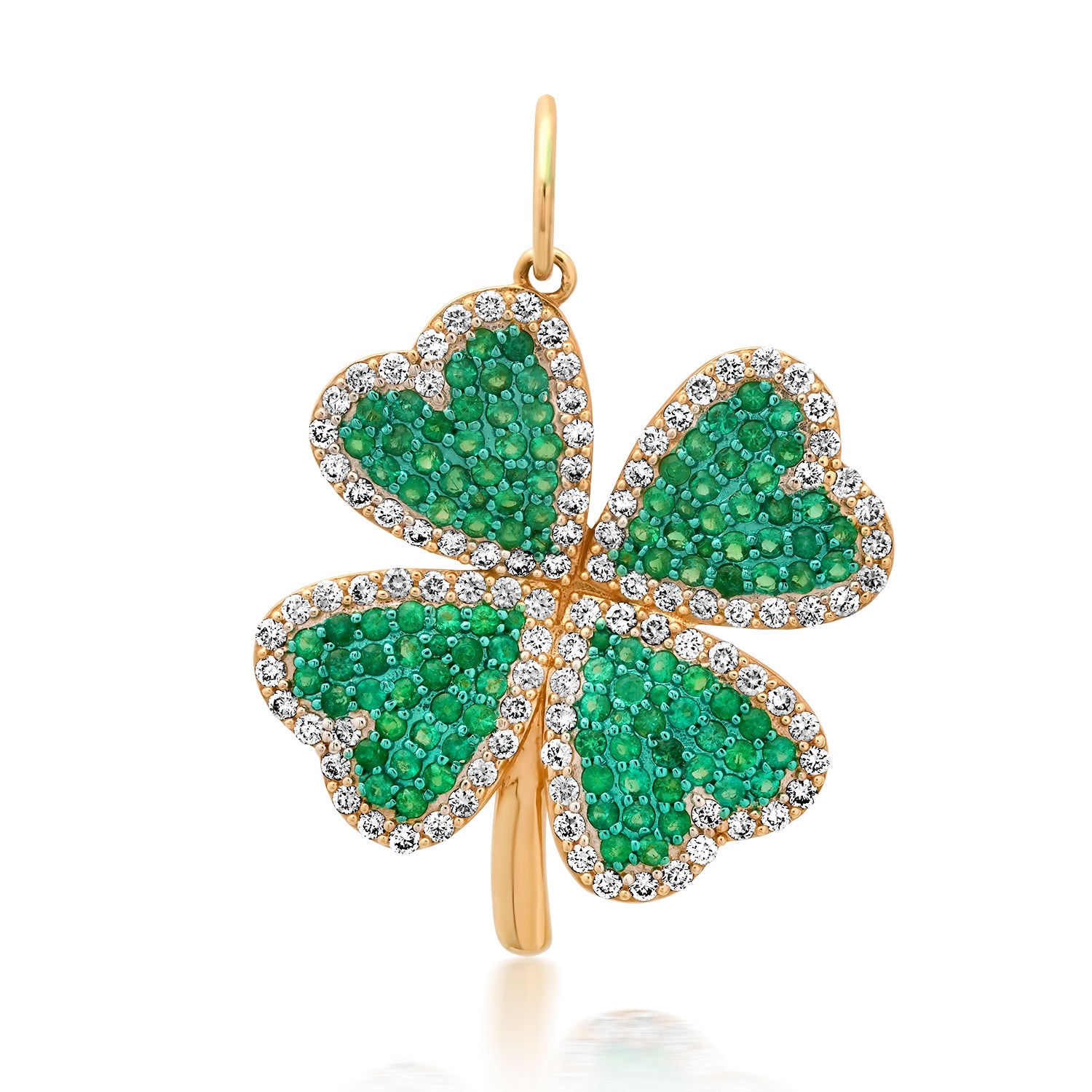 Luck Loves Me Emerald & Diamond Clover Heart Charm Pendant