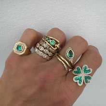 Lucky Emerald & Diamond Clover Ring 