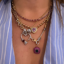 MAC Gemstone Heart & Diamond Halo Ball Chain Necklace