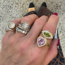 MAC Gemstone Marquise & Diamond Halo Ring