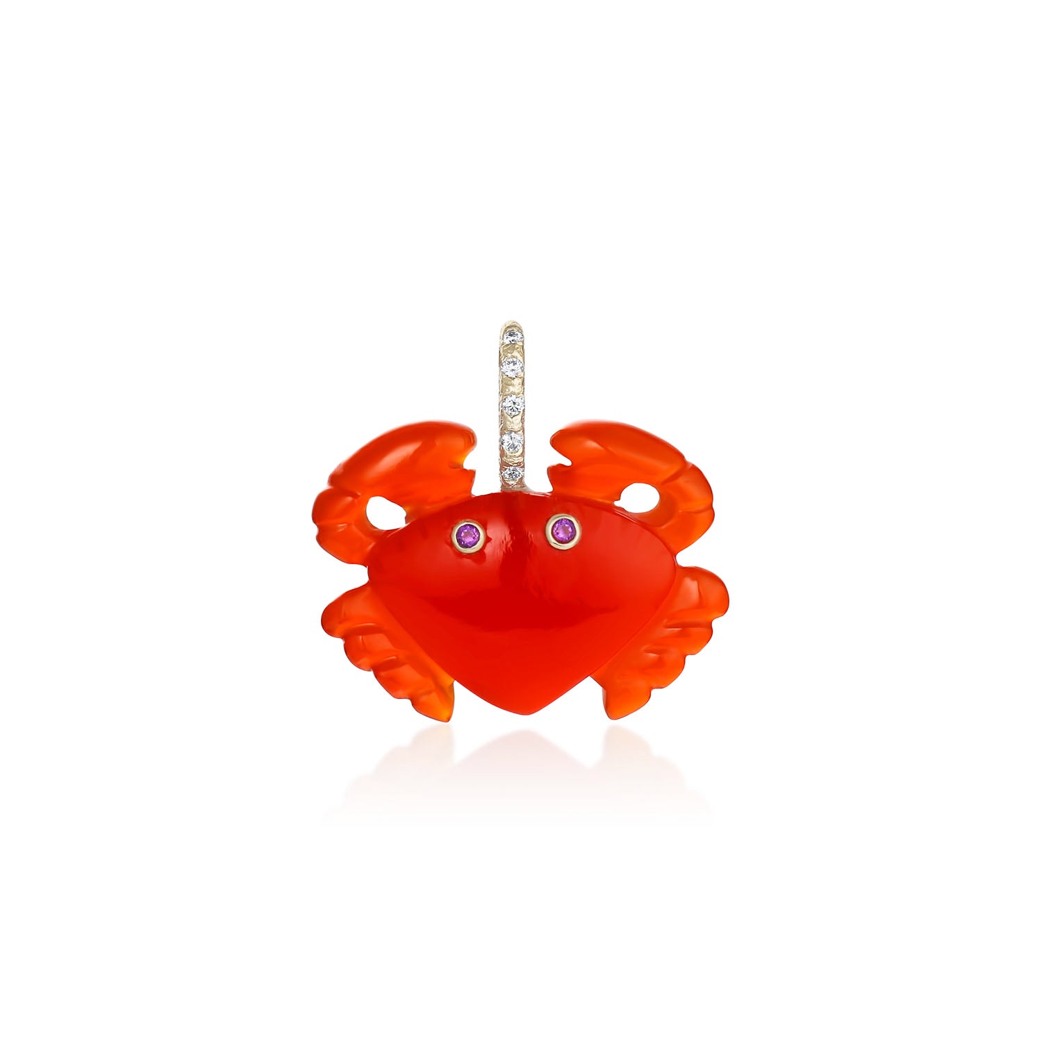 Marinette Hand Carved Carnelian Crab Charm