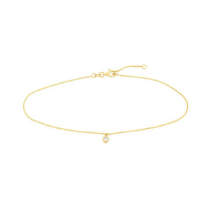 Bezel Set Diamond Charm Anklet