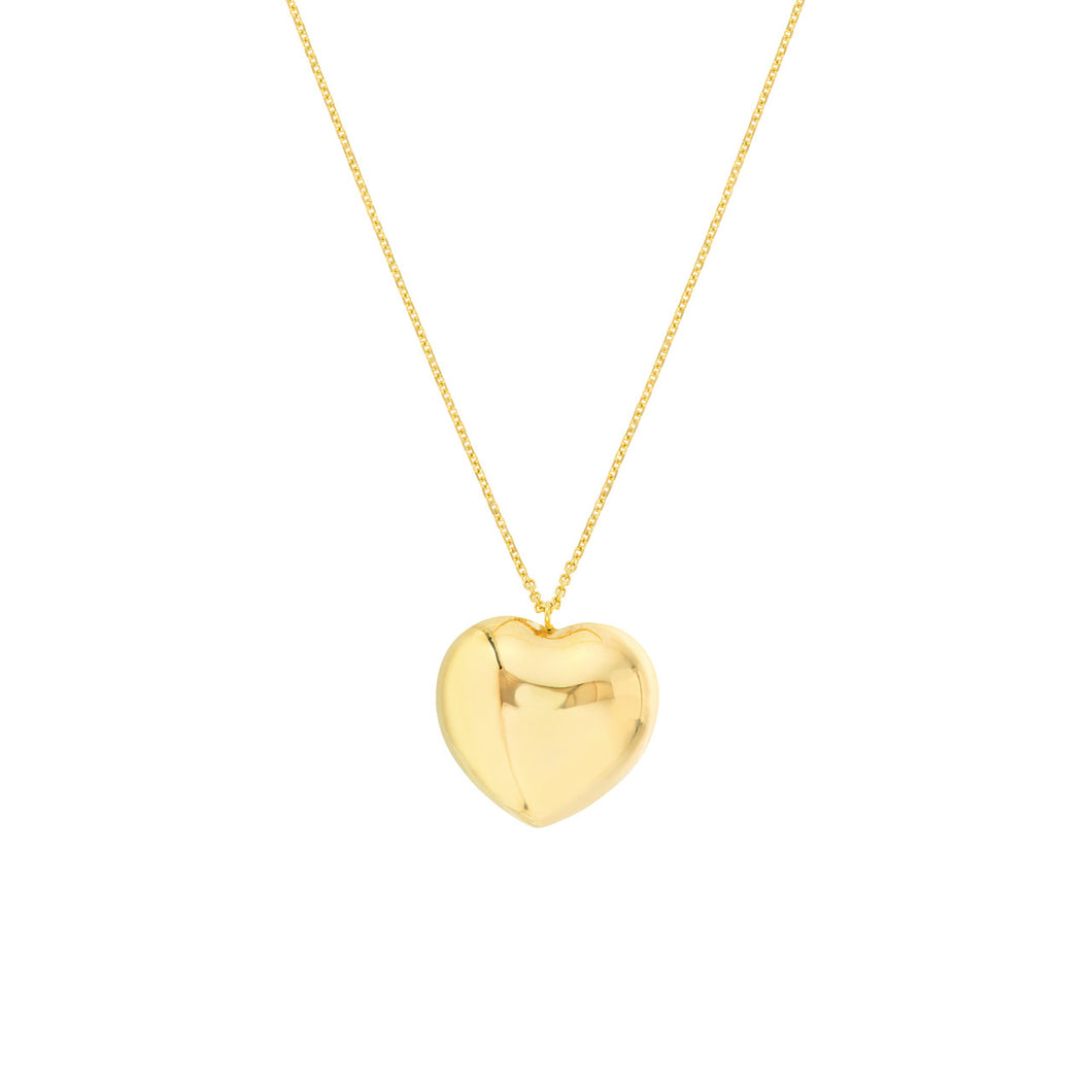 Royal Rounded Puffy Heart Pendant Necklace