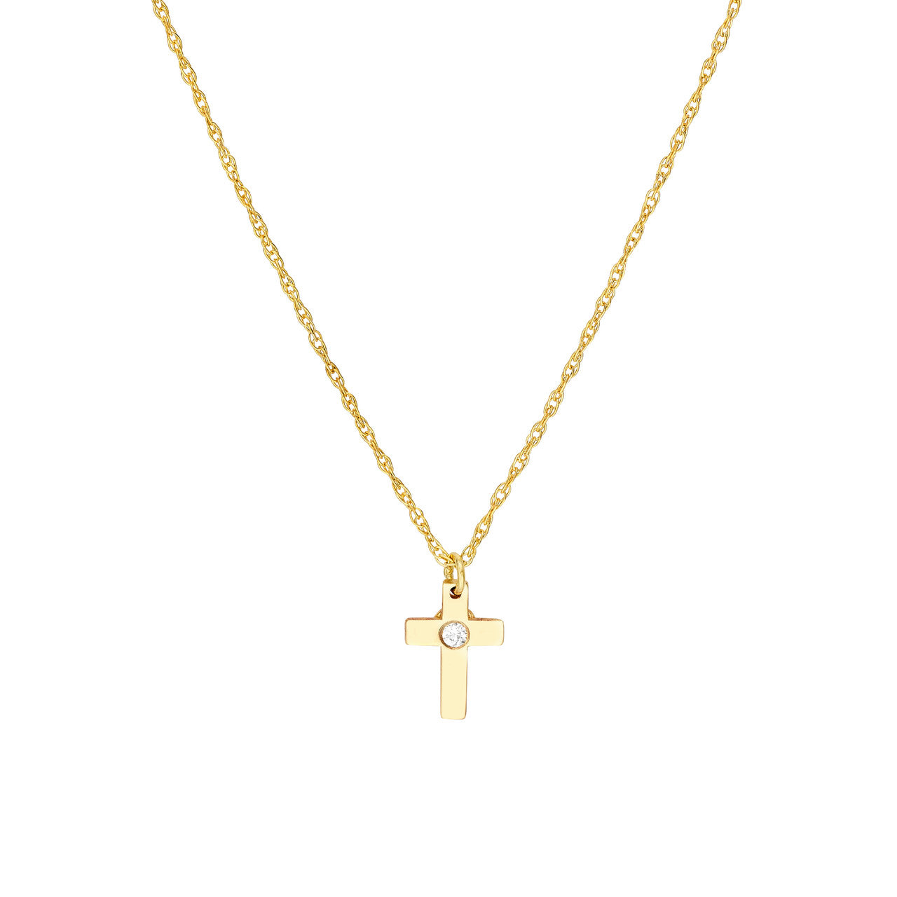 Children's Diamond Bezel Cross Necklace