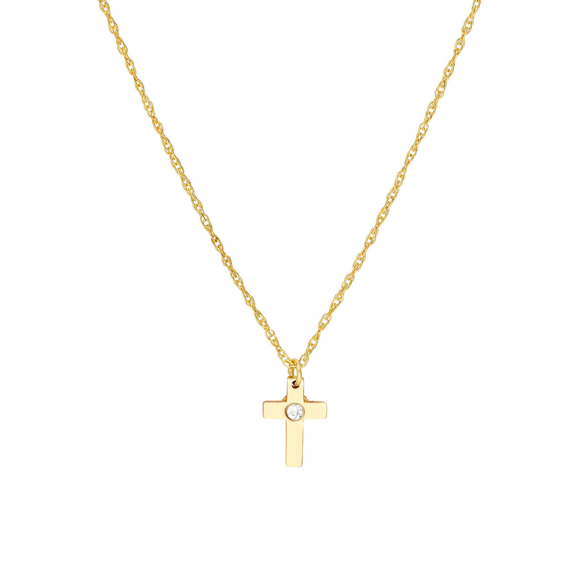 Children's Diamond Bezel Cross Necklace